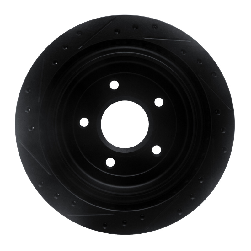 Cadillac XLR Brake Rotor (1) - Rear Right - R1 Concepts - Drilled & Slotted - Black - `97-`13